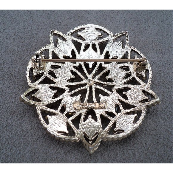 Vintage SARAH COVENTRY Moghul BROOCH Burnt Orange & Light Green Lucite 2" - Picture 4 of 5